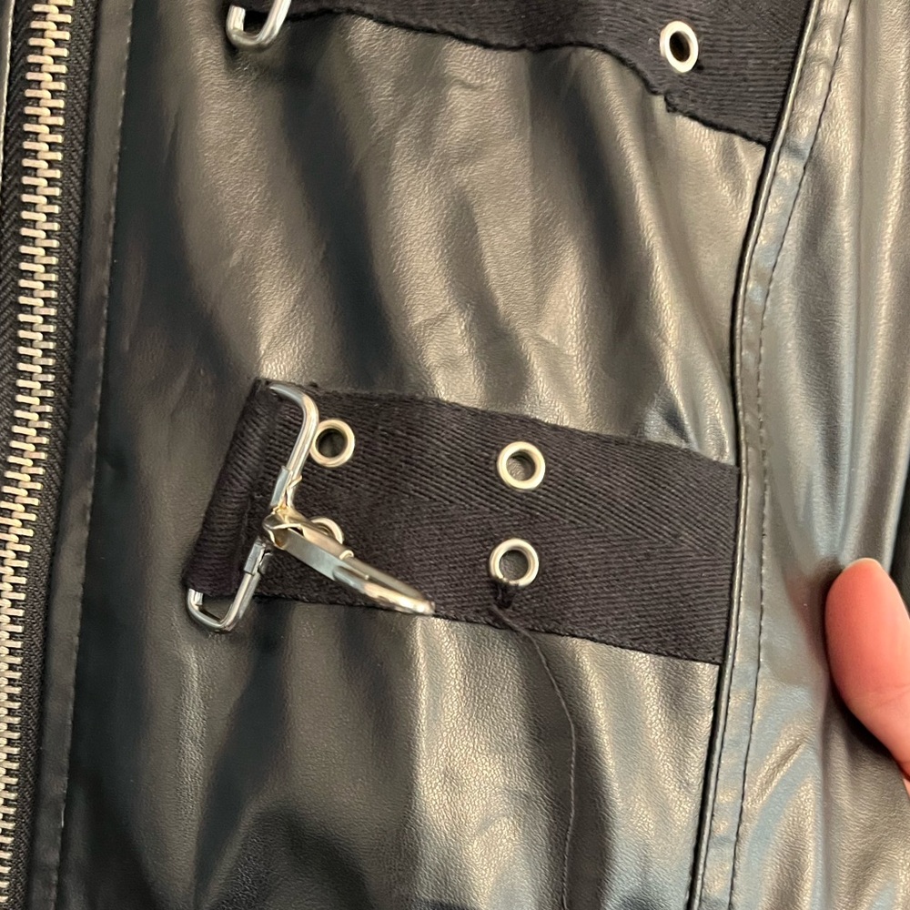 Vintage Tripp NYC Vinyl Faux Leather Trench Coat Goth Buckles Bondage Duster vtg - Picture 13 of 15